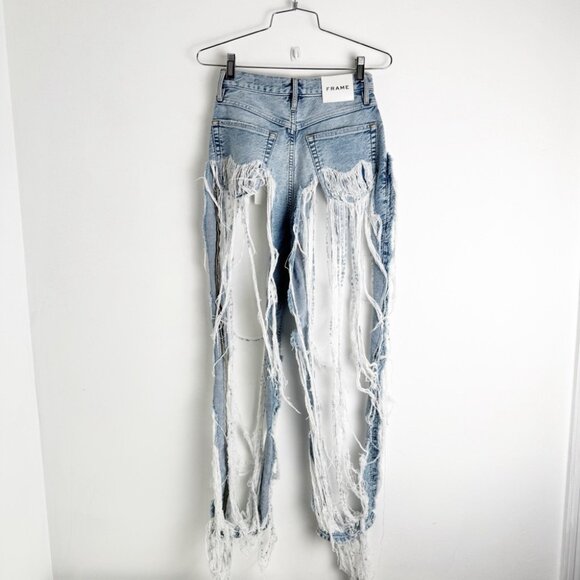 NWT Frame Atelier Shredded High 'n Tight Straight Leg Jeans In Utopia Shred - Picture 4 of 11